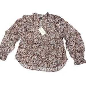 Universal Thread Women's Pink Floral Long Sleeve Ruffle Blouse - Size XS - NWT